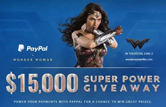 PayPal is giving away $15,000 in cash PLUS FREE Wonder Woman movie tickets and $100 Hulu gift cards.