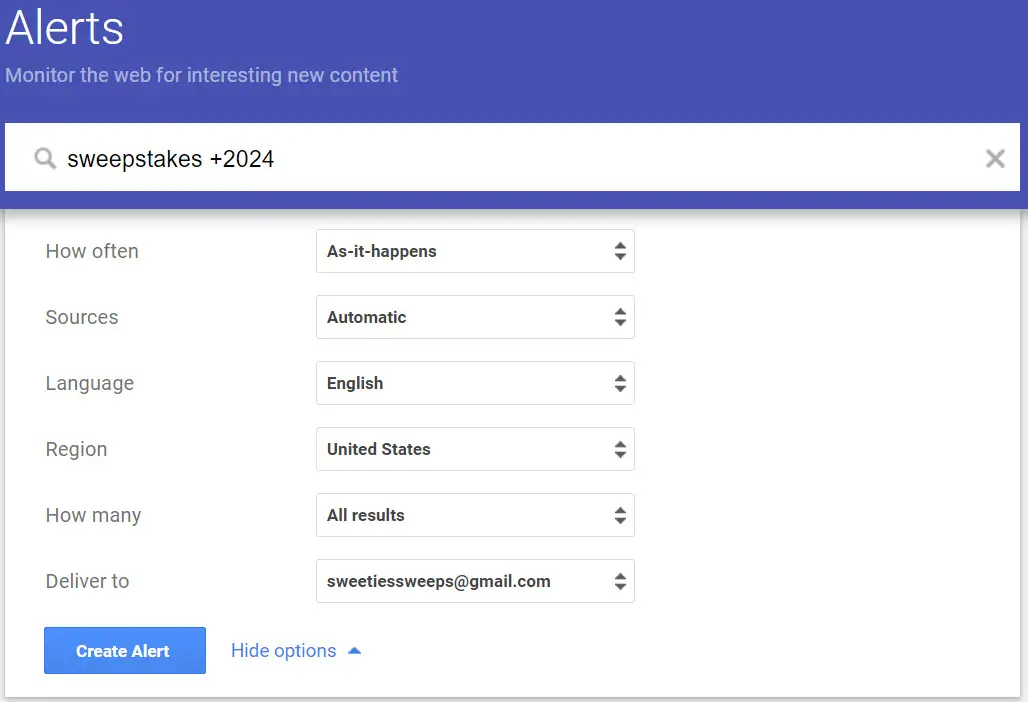 How to Use Google Alerts to Find New Sweepstakes