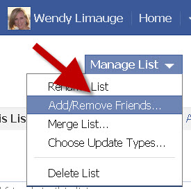 facebook add remove lists