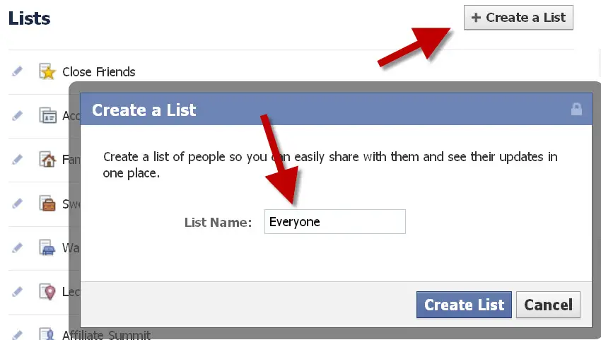 change Facebook back to original setup by creating a list