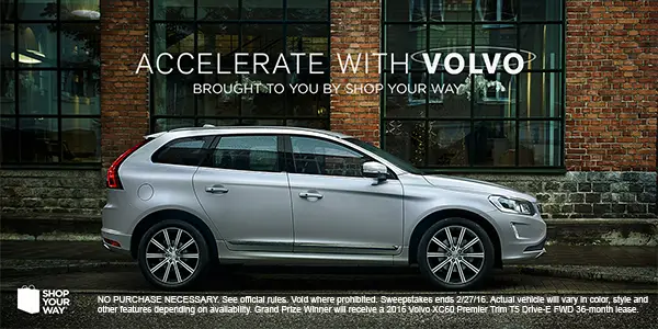 Shop Your Way Accelerate with Volvo Sweepstakes