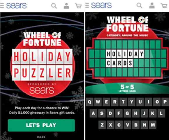 DAILY PRIZES! Sears Wheel of Fortune Holiday Puzzler Sweepstakes Daily Answers