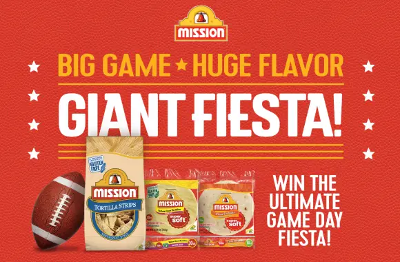 Enter the Mission Ultimate Game Day Fiesta Sweepstakes to win a $10,000 Best Buy gift card or one of three $2,500 Best Buy gift card to hae the ultimate game day fiesta right in your own home.