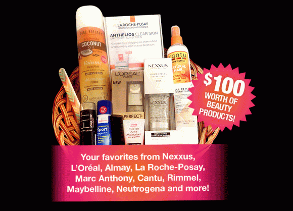 Enter for your chance to win a beauty basket that includes products from Nexxus, L'Oreal, Almay, La Roche-Posay, Marc Anthony, Cantu, Rimmel Cosmetics, Maybelline, Neutrogena and more!