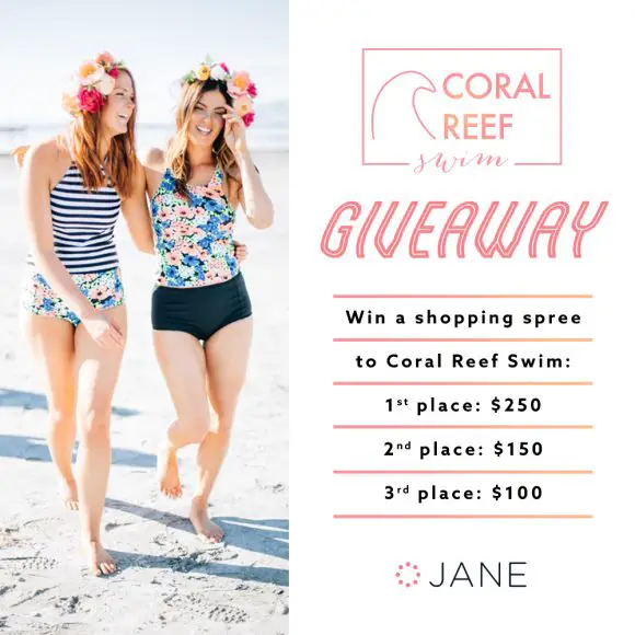 Jane.com is giving away Coral Reef Swimwear gift cards in this week's giveaway. Enter now for your chance to win. They are gifting 3 lucky winners a shopping spree to get suits, cover-ups, and accessories galore just in time for the sun to peak out. Sound like your kinda thing? Then enter for a chance to win!