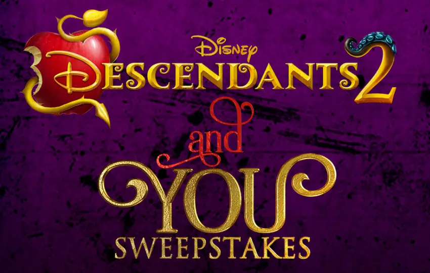 Enter the Disney Descendants 2 and You Sweepstakes daily for your chance to win a trip to LA for a Descendants 2 transformation with Sofia Carson and Cameron Boyce, which will air on Disney Channel!