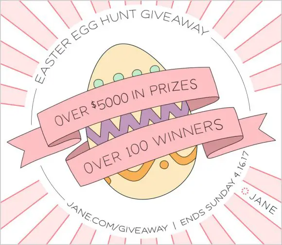 Enter the Jane Easter Egg Hunt! 100+ Eggs and $5000+ in Prizes! The hunt for prizes is on! Jane’s throwing an online Easter Egg Hunt, which means we’re hiding 10-25 Easter eggs on our site each day. Can you find them all? Just like a true Easter egg hunt, there will be different prizes in each egg. Prizes can be anything from a beautiful dress to a $100 shopping spree. But you won’t know what’s in each Easter egg until you win!