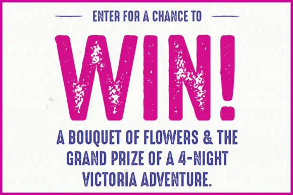 Enter for your chance to win a trip for two to visit Victoria, British Columbia, Canada.  As the oldest city in the Pacific Northwest, Victoria offers over 170 years of unique history. They were chosen by Condé Nast Traveler as one of the top 10 cities in the world – for their gardens, friendly locals, fresh food, funky neighborhoods, rainforest hikes and much more. There are a wealth of experiences waiting for you this Spring in Victoria.