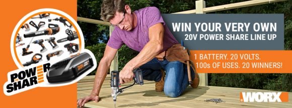 WORX wants to share the power with you. Enter NOW to win WORX brand tools #PowerShareFamily WORX wants you to work smarter, not harder. The 20V Power Share family of WORX DIY and yard tools are easy to use and powered by the same MAX Lithium battery so you save time and money.