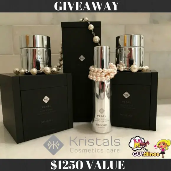 Click Here for your chance to win a Kristals Cosmetics Pearl Neck & Chest prize pack worth $1250. Thanks to Kristals Cosmetics you have the chance to win all 3 Pearl Neck and Chest Extra Firming products