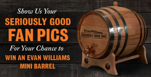 Each month, Evan Williams is giving away a special-edition, branded Evan Williams mini barrel to ten of their best fans. Because Seriously Good Bourbon should be kept in a Seriously Good spot.