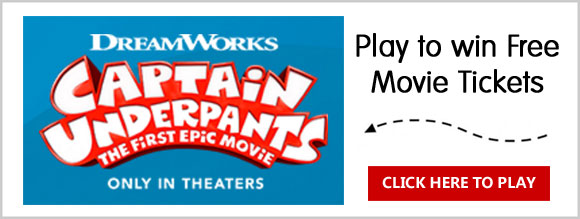 Play Sun-Maid's Captain Underpants Instant Win Game for your chance to win 1 of 5,000 pairs of Free movie tickets to see the Captain Underpants movie for free.