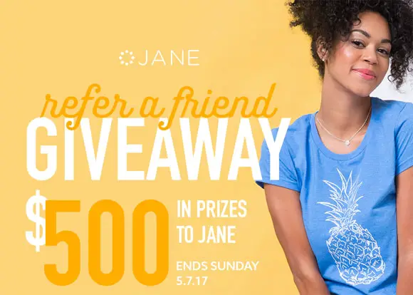 Celebrate your friendship with this week's Jane.com giveaway! $500 in Jane shopping credit is up for grabs. The more you share, the more chances you have to win! 5 winners will each receive $100 Jane shopping credit ($50 for you + $50 for your friend). 