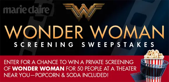 Enter for a chance to win a private screening of Wonder Woman for 50 people at a theater near you plus popcorn and soda are included or one of ten HSN merchandise packages