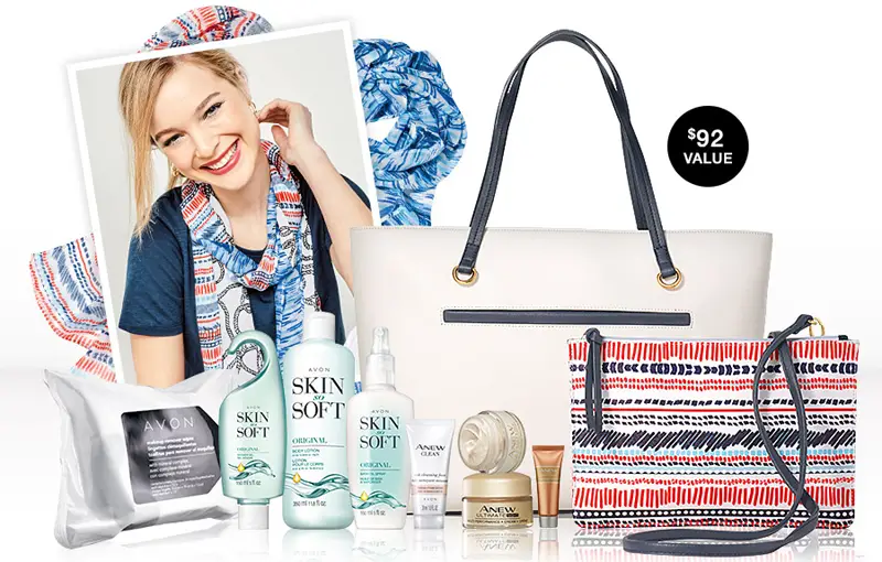 Enter for your chance to win 1 of 5 Saffiano travel totes filled with Avon products from Anew, Skin So Soft plus a Nautical scarf.