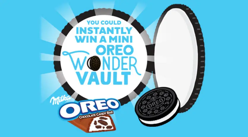 Play daily for a chance to WIN 1 of 85 Mini OREO Wonder Vaults filled with OREO Cookies and Milka OREO Chocolate Candy Bars