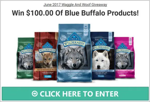 Waggle And Woof is giving away $100 worth of Blue Buffalo dog food. Blue Buffalo offers your pet the wholesome nutrition to support a healthy lifestyle for any breed at any age.