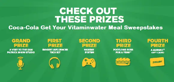 Coca-Cola Get Your Vitaminwater Meal Sweepstakes