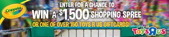 Enter for your chance to win a $1,500 ToysRUs shopping spree or one of over 150 ToysRUs gift cards in the Crayola Toys"R"Us Awwwwesome Back to School Shopping Spree Sweepstakes