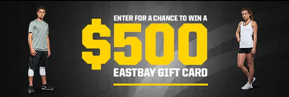 Enter for your chance to win a $100, $250 or $500 EASTBAY gift card. There will be fifteen winners total in the Eastbay Pick Your Kicks Sweepstakes