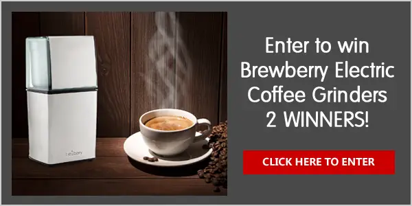 Enter for your chance to win one of two Brewberry electric Coffee Grinders. Grind coffee beans for French Press or Cold Brew. Grind herbs, nuts, grains, or spices. 