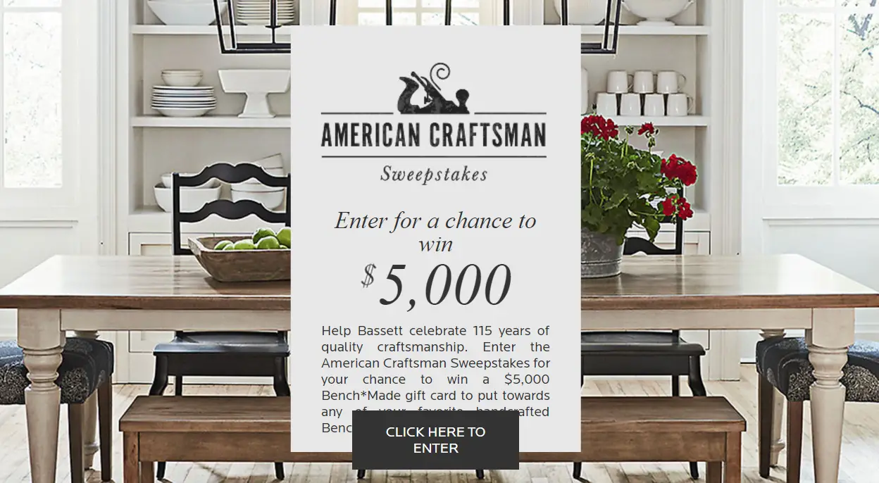 Enter to win a $5,000 Bassett Home Furnishings store gift card