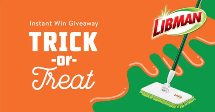 80 WINNERS! Trick or Treat with Libman and you could instantly win a Libman Wonder Mop, Precision Angle Broom, Big Job Kitchen Brush, or Freedom Dust Mop.
