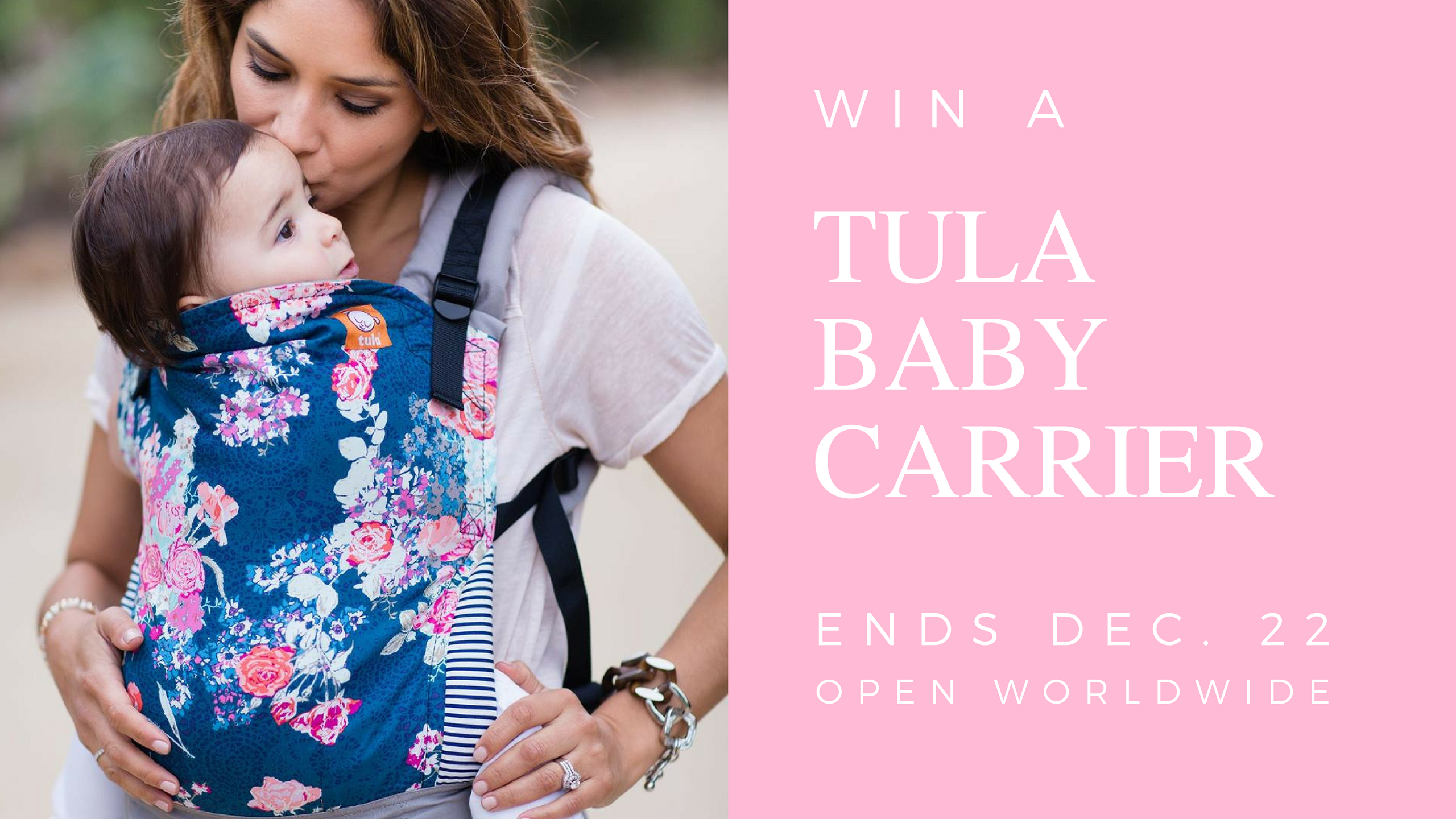 Enter to win a Tula Baby Carrier in style and pattern of choice. Retail value of $170! Baby Tula's high-quality, stylish 'Cloudy' baby carrier is easy-to-use and provides an ergonomically safe and comfortable carry for baby and caregiver.
