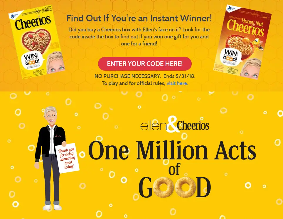 Cheerios One Million Acts of Good Sweepstakes Codes