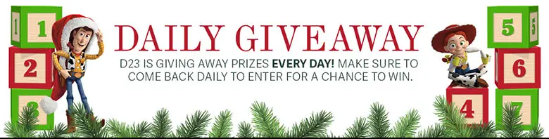 It's time for Disney's D23 Days of Christmas Sweepstakes and you could win fabulous Disney prizes. A new prize will be given away each day so check back to see what's new each day.