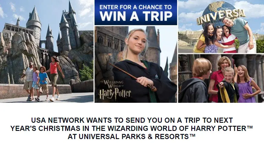 Enter the USA Network's Christmas in The Wizarding World of Harry Potter Sweepstakes for your chance to win a trip to Universal Parks & Resorts