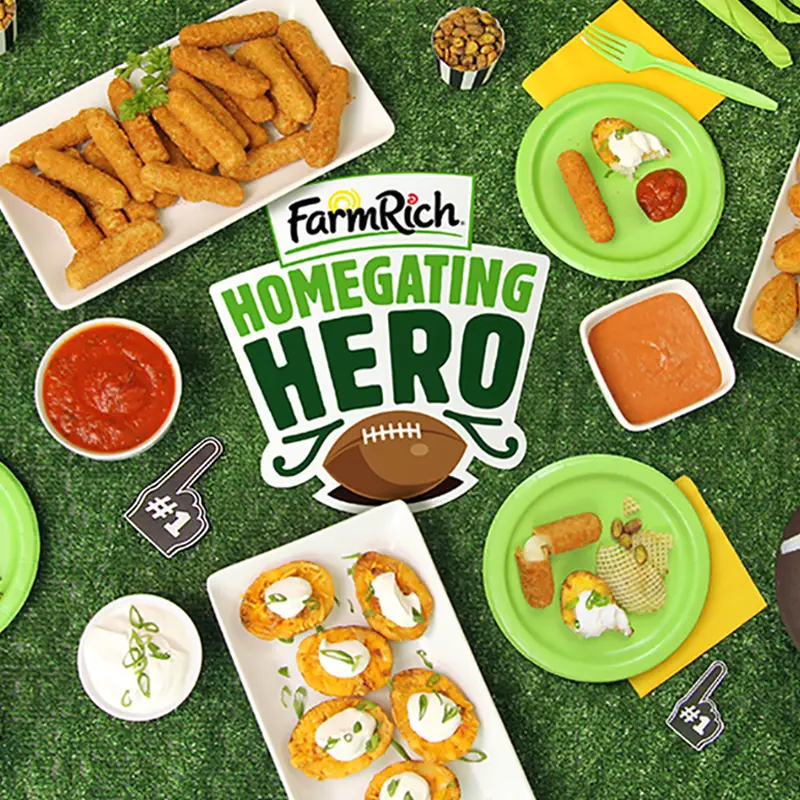 Enter the Farm Rich Homegating Hero Giveaway for your chance to win a home entertainment system, flat screen TV or YETI cooler.