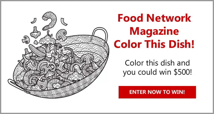 Food Network Magazine editors want to see your artistic side. Color this stir-fry dish and you could win big! One grand prize winner will receive $500, and three runners-up will each receive $50.