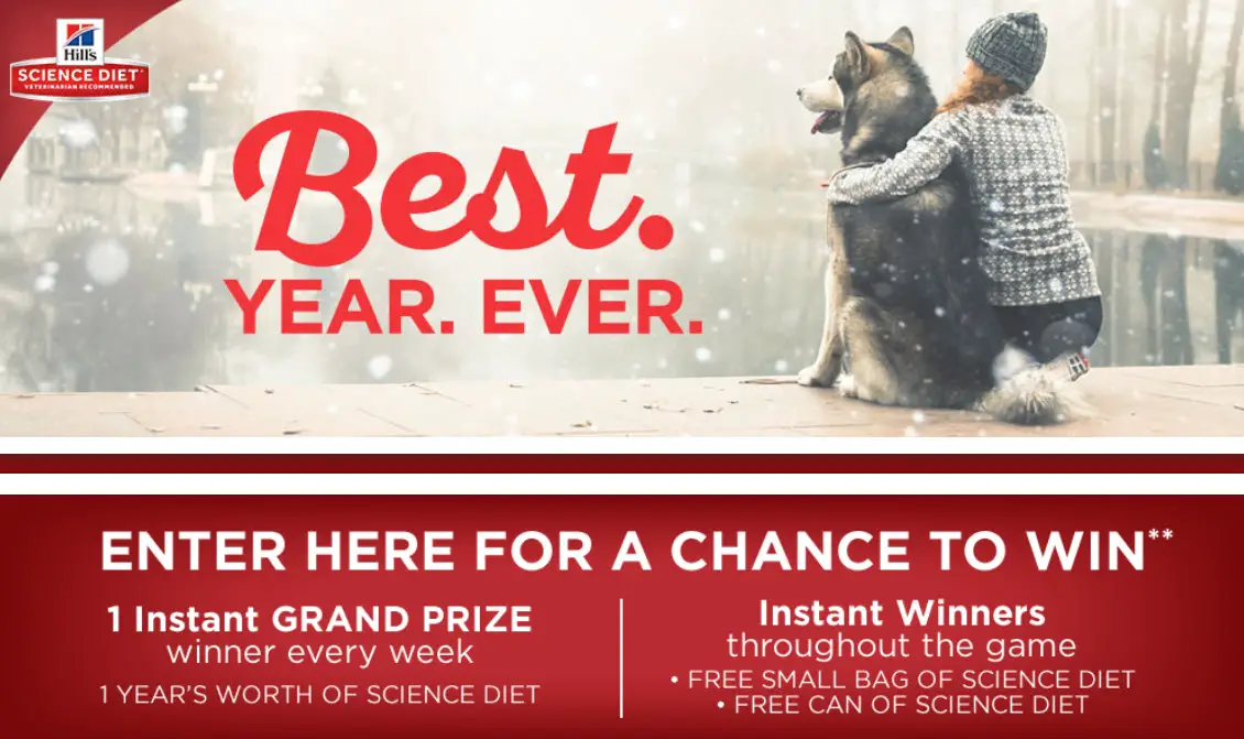 Play the Hill's Science Diet Best. Year. Ever. Instant Win Game daily for your chance to win FREE Hill's Science pet food coupons