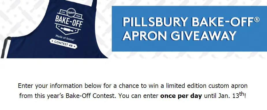 Pillsbury Bake-Off Contest Apron Sweepstakes