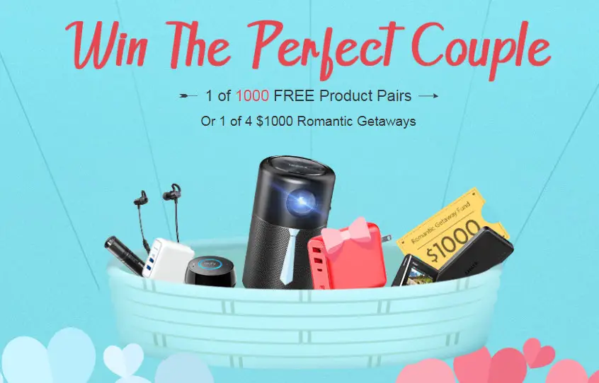 Win the Prefect Couple from Anker. 1 of 1000 FREE Product Pairs Or 1 of 4 $1000 Romantic Getaways. Shoot a heart to unlock a prize.