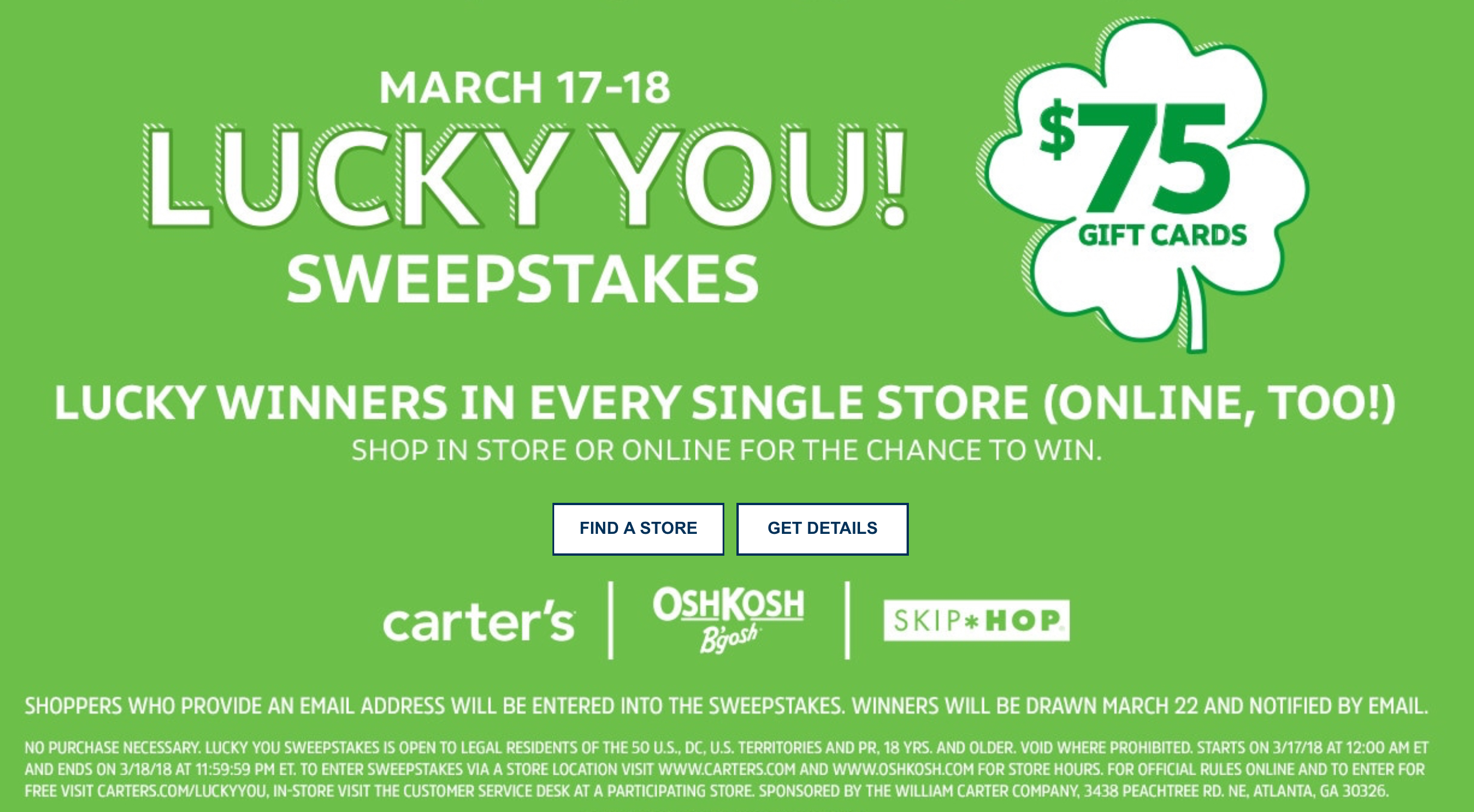 Carter's and OshKosh Lucky You Sweepstakes