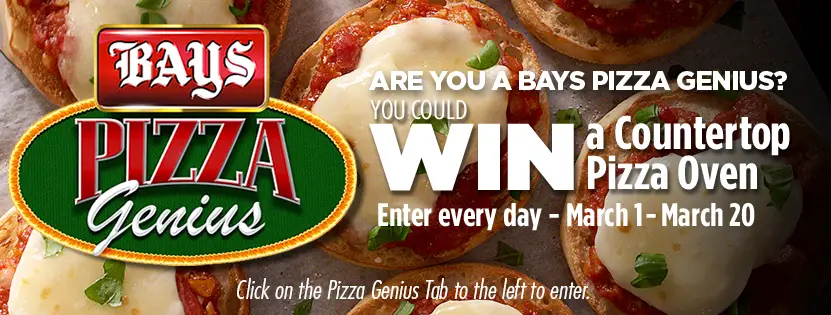 Enter for a chance to win a Countertop Pizza Oven and two packages of Bays English Muffins in Bays Pizza Genius Sweepstakes