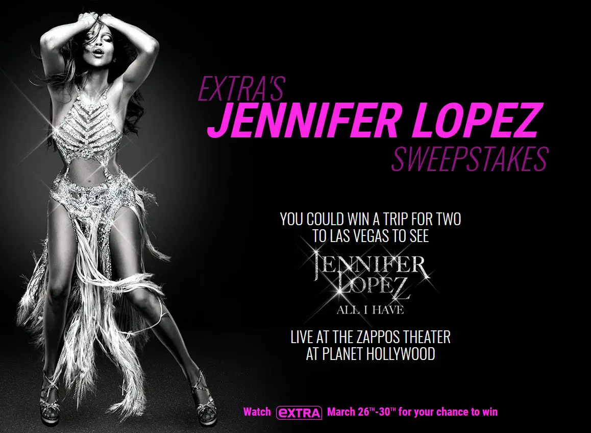 Watch EXTRA TV and grab today's code for your chance to win 1 of 5 grand prize trips to Las Vegas to attend Jennifer Lopez' live show at the Zappos Theater at Planet Hollywood