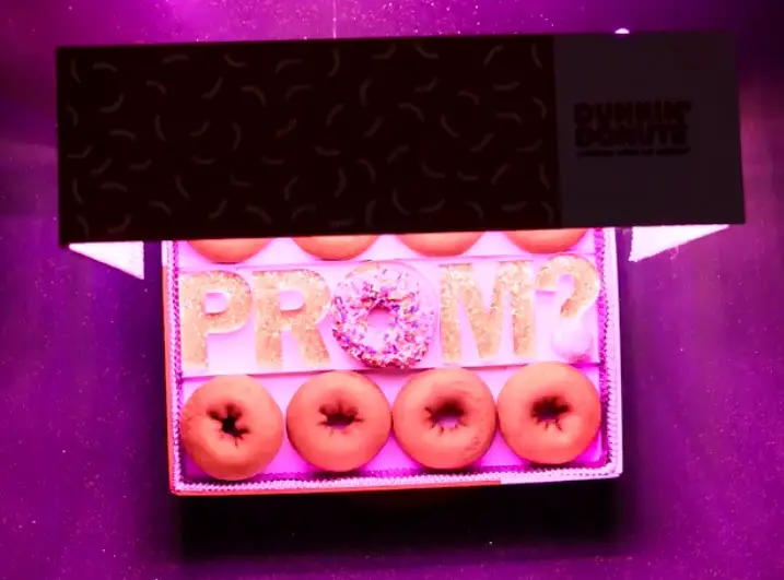 Share why you want to give an epic Dunkin’ Promposal with this box to enter. You could WIN a Dunkin' Donuts box, the ultimate Prom night photoshoot at a Dunkin' for you, your date and 4 friends, & a $500 Dunkin’ gift card!