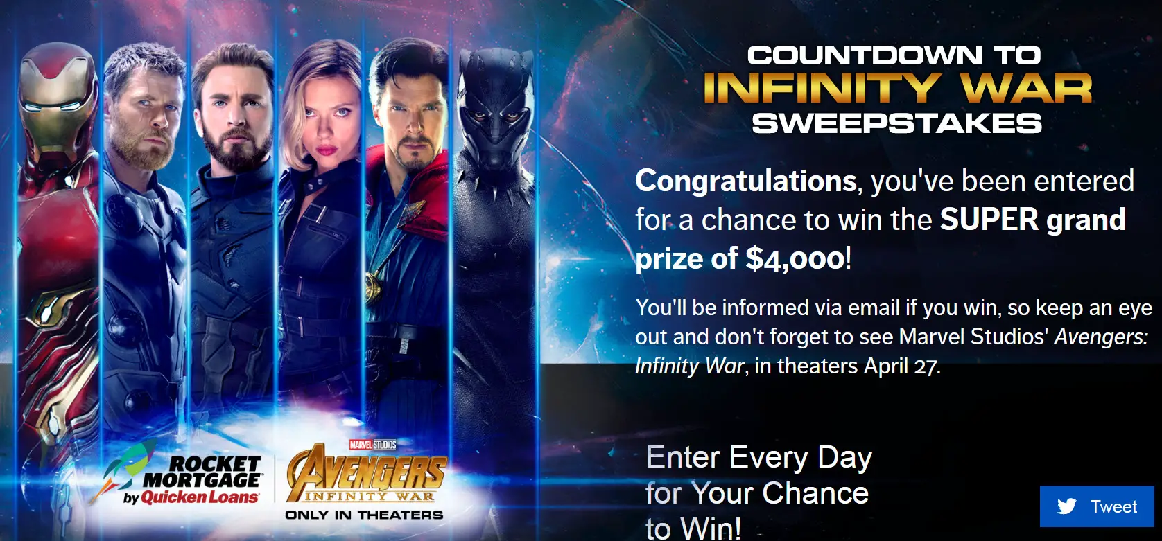 The Countdown to Infinity War Instant Win Game