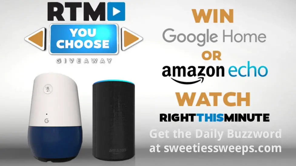 Click Here to get the daily RightThisMinute buzzword. From April 23 through May 23, RightThisMinute is giving away a smart speaker every weekday.