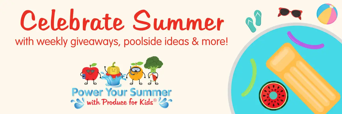 Summer is here! Time to kick off the shoes, grab your swimsuit and enjoy the sunshine poolside. Produce for Kids is celebrating summer with their #PowerYourSummer Sweepstakes. All summer, they will be giving out weekly prizes ranging from watermelon pool floats to pineapple beach towels and more.