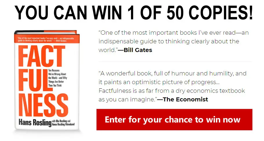 Enter for your chance to win 1 of 50 copies of Factfulness by Hans Rosling, Anna Rosling Rönnlund, and Ola Rosling. 