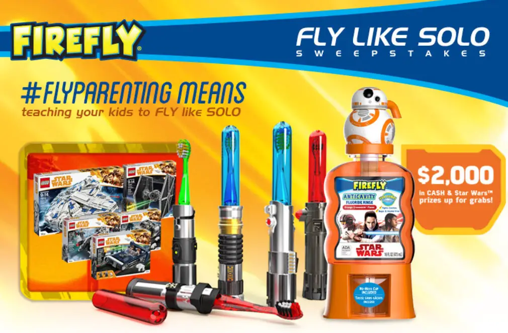 Are you a Star Wars fan? Enter the Firefly Fly Like Solo $2,000 Sweepstakes for your chance to win Star Wars Han Solo LEGO playsets, Lightsabers and $400 in cash