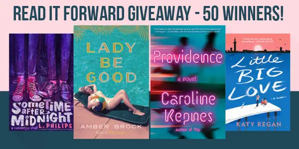 Read It Forward is giving away 50 book prize packages - 4 books in each package.