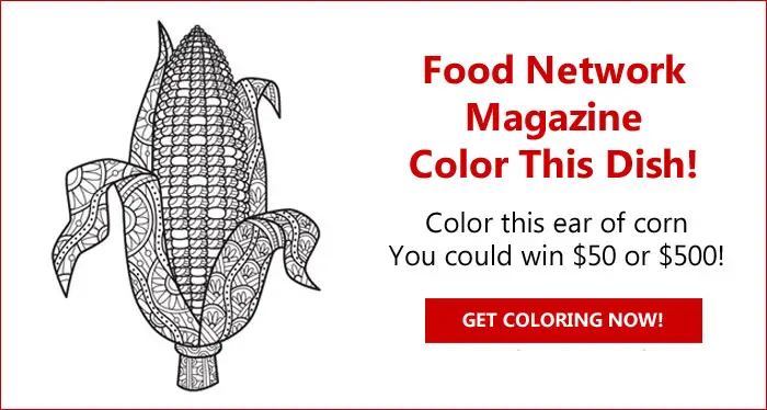 Color this ear of corn and you could win $500 from Food Network Magazine. The winner will receive $500 and three runners-up will each receive a $50.