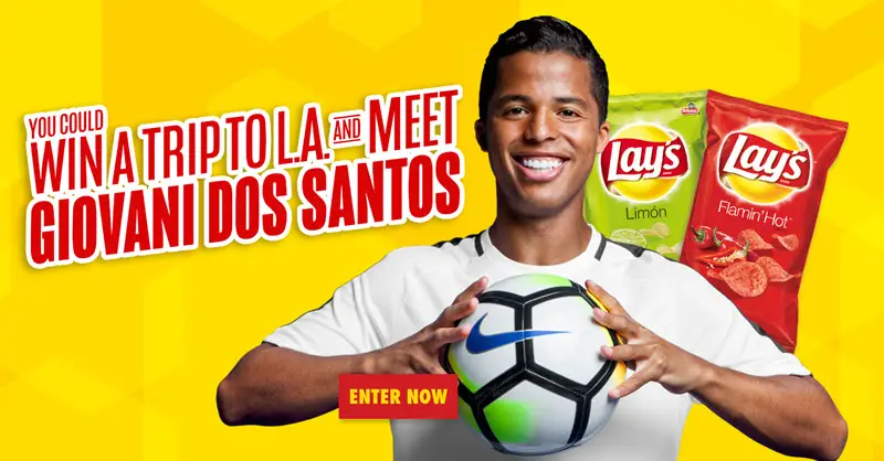 Play the Lay's Soccer Instant Win Game and you could win a trip to meet Giovani Dos Santos in Los Angeles or one of 900 other prizes