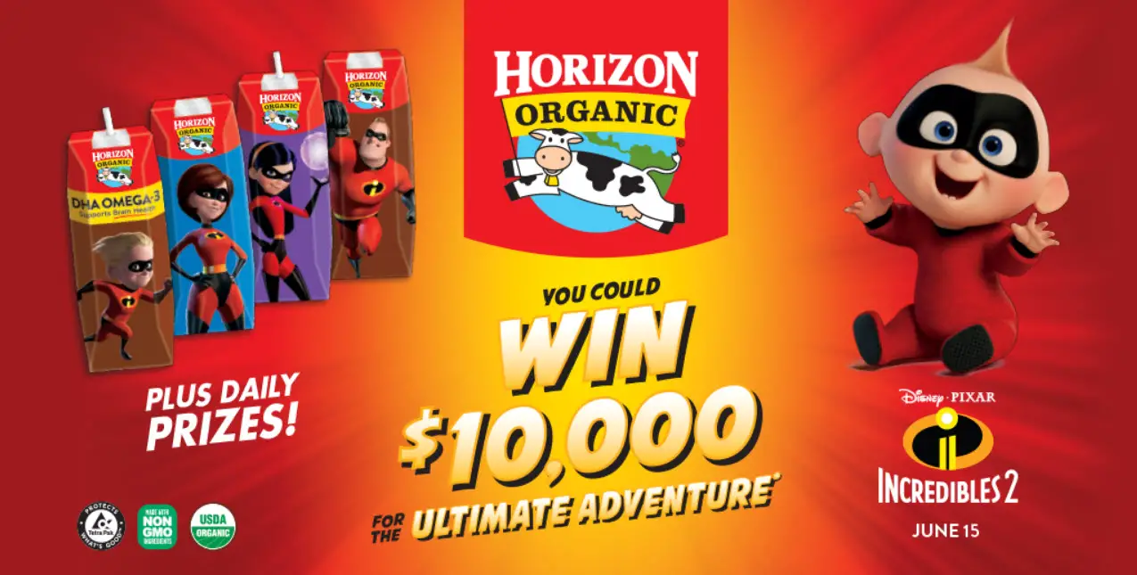 Enter the Horizon Organic Ultimate Adventure Sweepstakes for your chance to win $10,000 in cash to plan your own ultimate vacation or one of 364 other prizes.