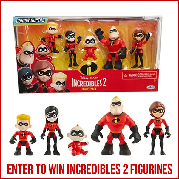 To celebrate Dole’s Incredibles 2 themed recipes, Dole and Jakks Pacific are partnering with The Healthy Mouse to give away an Incredibles 2 family figurine set from Jakks Pacific, as well as a 4 pack of movie tickets to see Incredibles 2 in theaters!